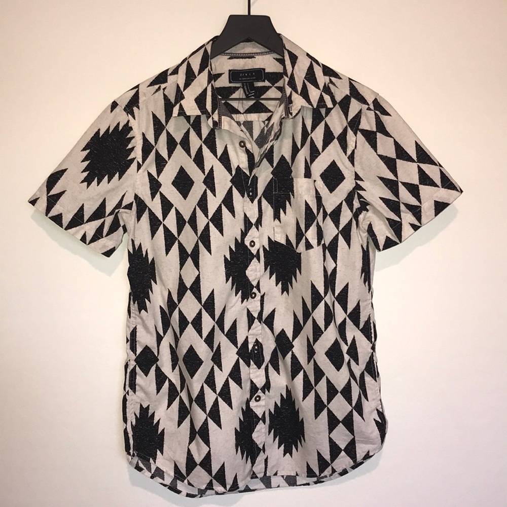 Printed Casual Short Sleeve Button Down